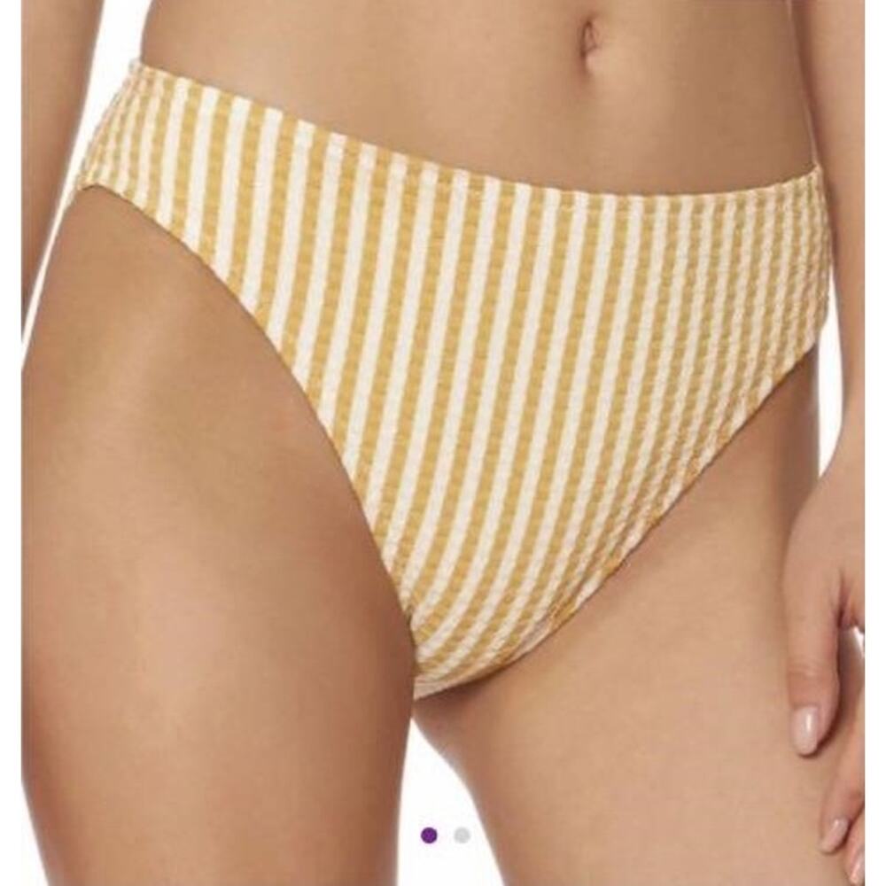 NWT Jessica Simpson GOLDIE Striped High-Waist Bikini Swim Bottoms Size XL
